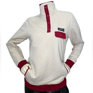 SIMPLY SOUTHERN Cream & Red Button Up Collar w/Pockets Pullover Sweatshirt, S